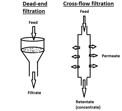 Figure 1.4.4. Crossflow versus dead-end filtration